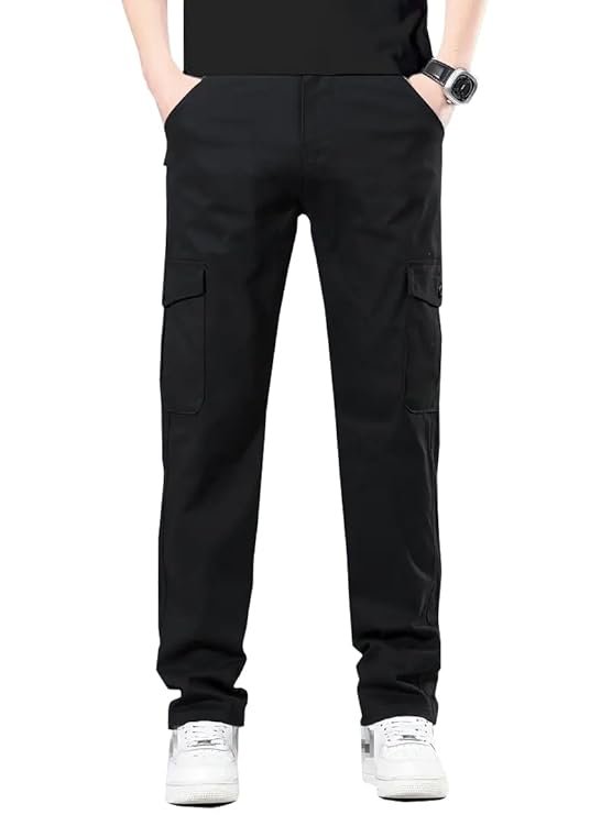 Men's Cargo Cotton Pants, Black