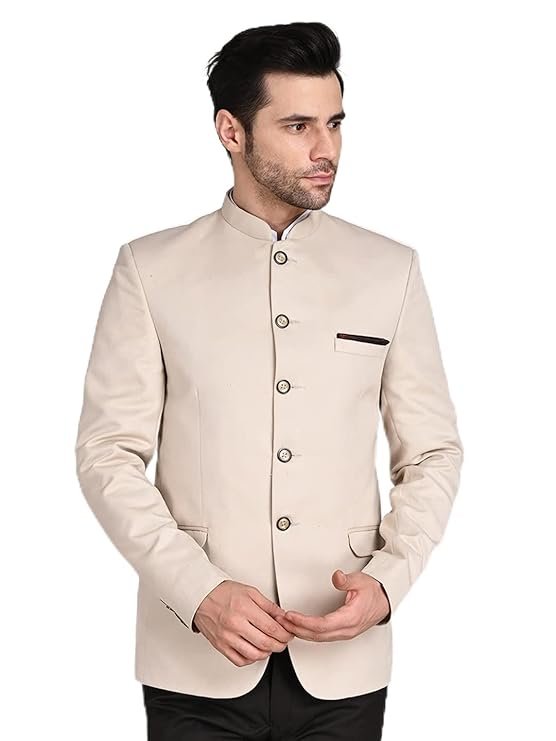 Men's Single Breasted Linen Slim Fit Blazer, Beige
