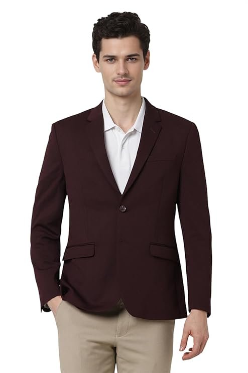 Men's Neo Slim Knit Textured Blazer, Wine