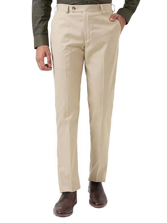 Men's Smart Fit Twill Pattern Trouser, Beige