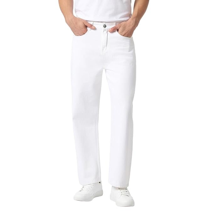 Men's Loose Mid Rise Jeans White