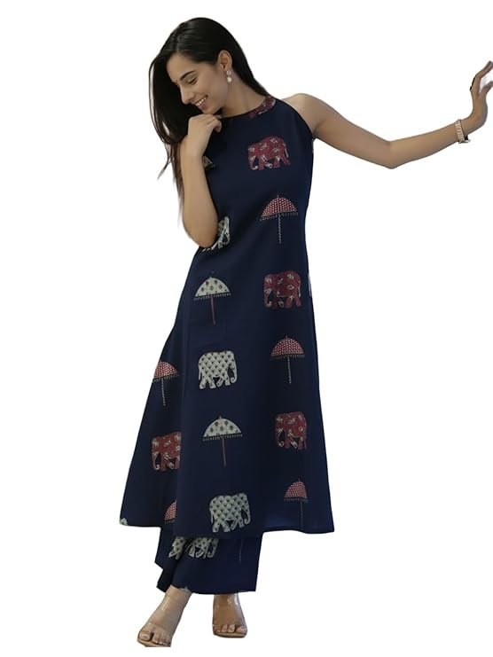 Pure Cotton Kurta Pant Set with Dupatta for Women, Blue