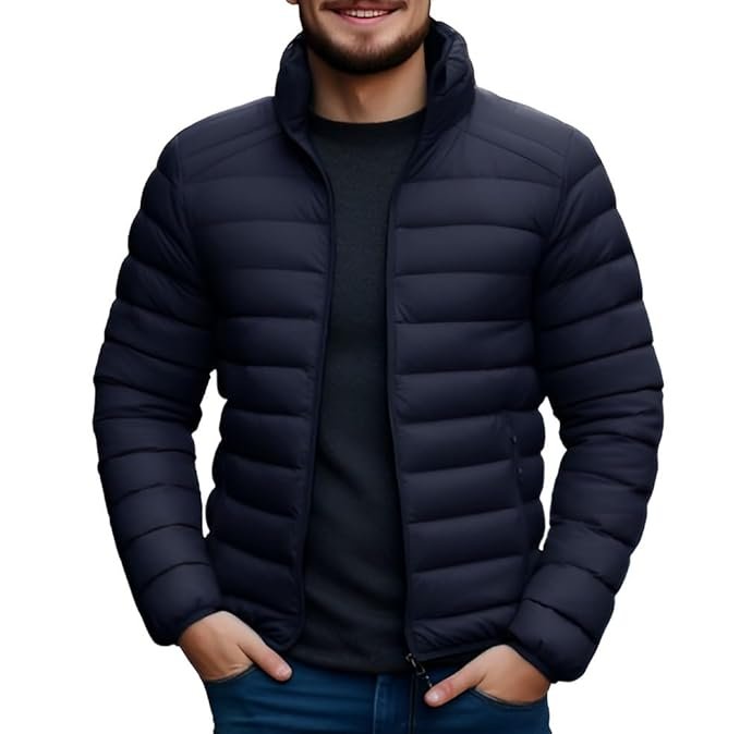 Men's Bomber Nylon Jacket, Navy Blue