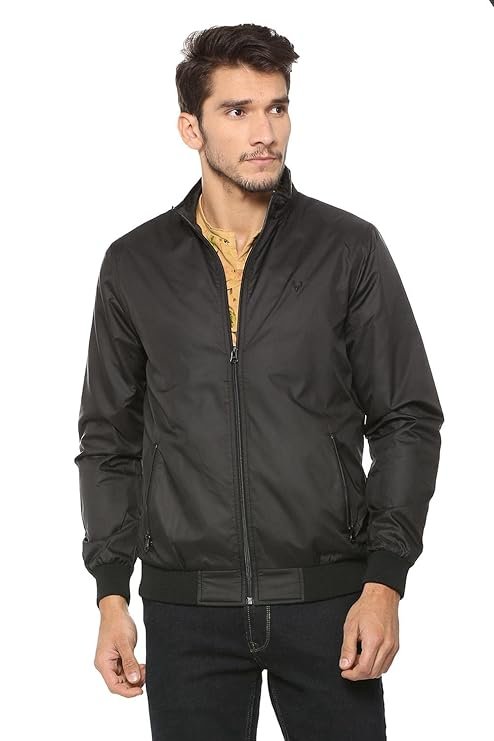Men's Polyester Casual Jacket, Black