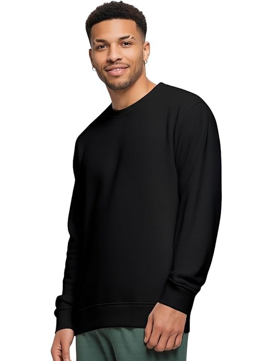Men's Regular Fit Cotton Fleece Sweatshirt, Black