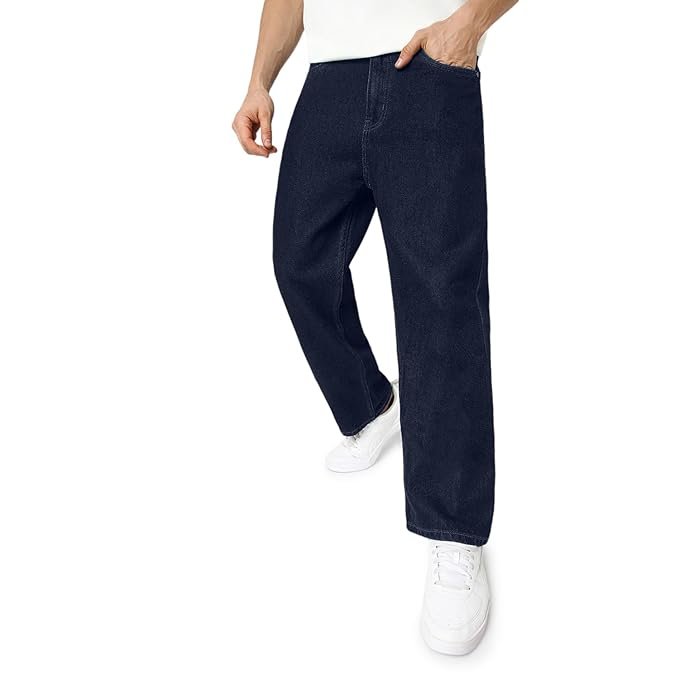 Men's Loose Mid Rise Jeans Dark Blue