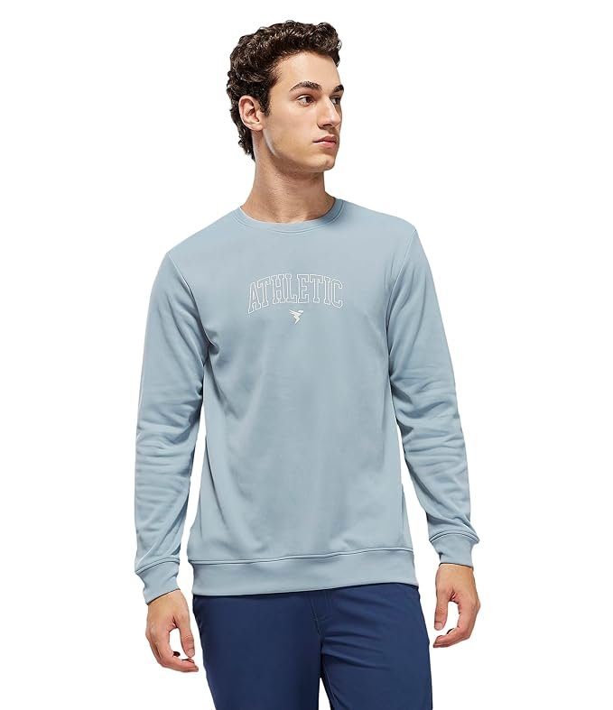 Men's Polyester Solid Hooded Sweatshirt, Light Blue