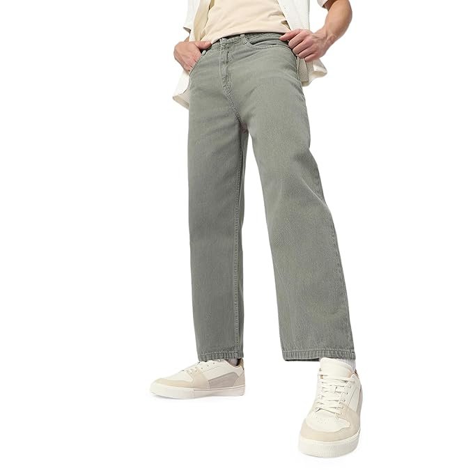 Men's Loose Mid Rise Jeans Olive Green