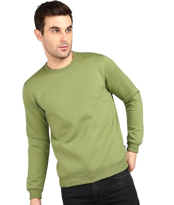 Men's Cotton Round Neck Full Sleeve Sweatshirt, Green