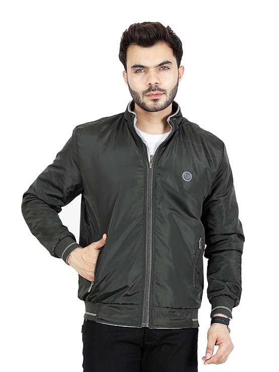 Full Sleeves Bomber Jacket for Men, Olive Green