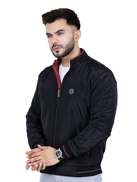Full Sleeves Bomber Jacket for Men, Black