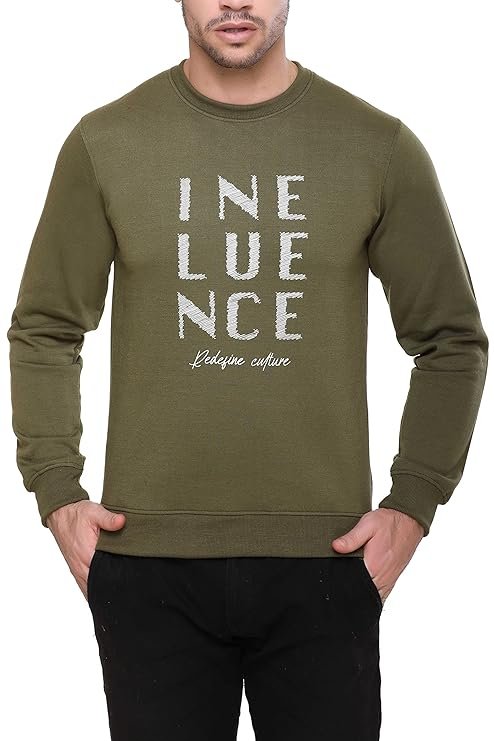 Men's Cotton Round Neck Printed Sweatshirts, Dark Grey