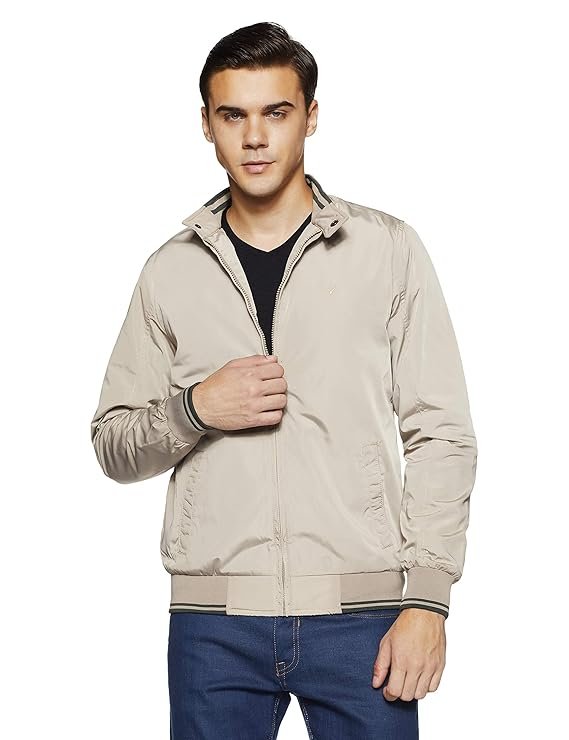 Men's Polyester Casual Jacket, Beige
