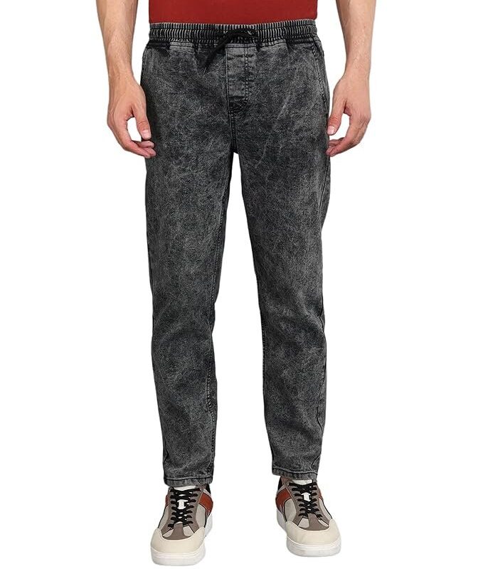 Men Mid Rise Regular Fit Jogger Jeans - Dark Grey