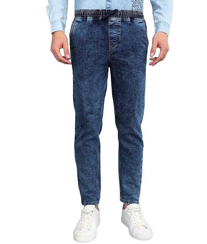 Men Mid Rise Regular Fit Jogger Jeans - Dark Blue