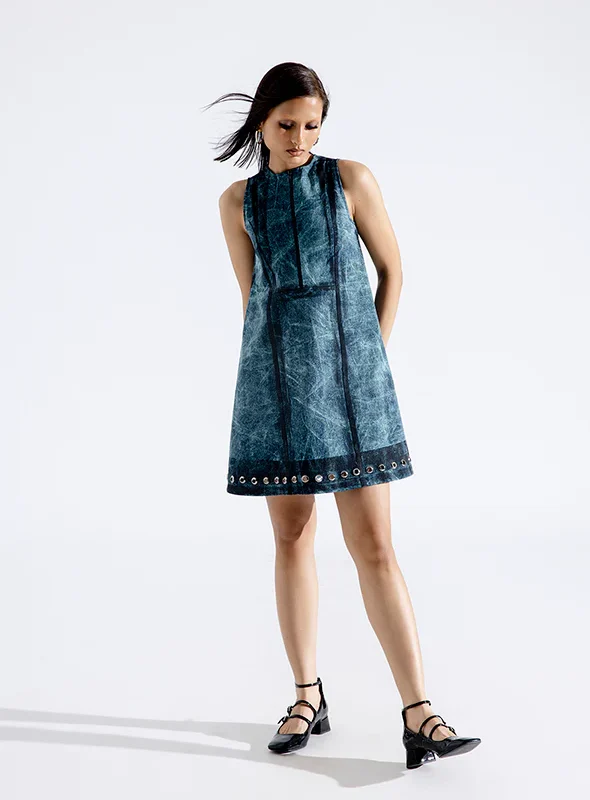 Women's Denim Mini Dress, Blue