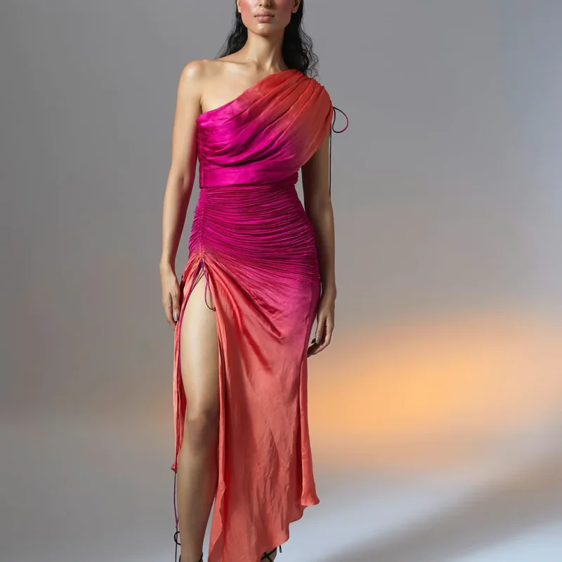 Rosie Ombre Dress, Pink/Orange Shade